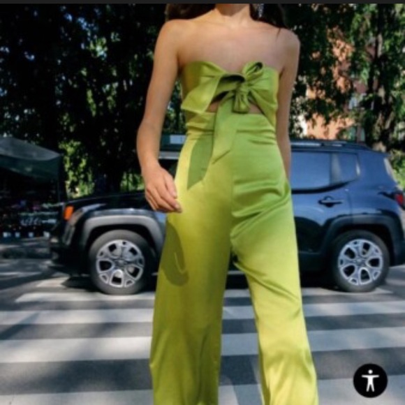 Zara Pants - ZARA Pistachio Green Wide-Leg Jumpsuit
